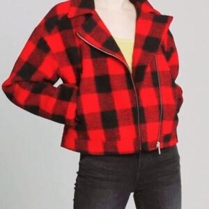 Vigoss Red and Black Plaid Motorcycle Jacket